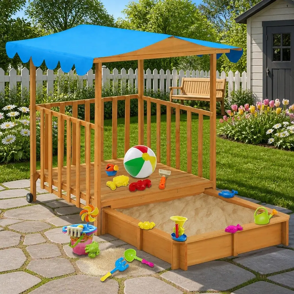 Kids Playhouse with Sandbox and UV50 Roof