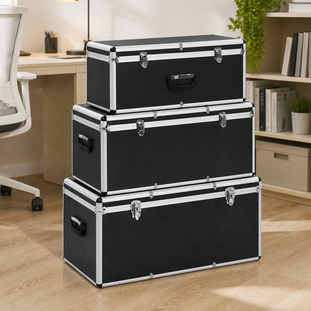3-Piece Portable Black Aluminium Tool Storage Set