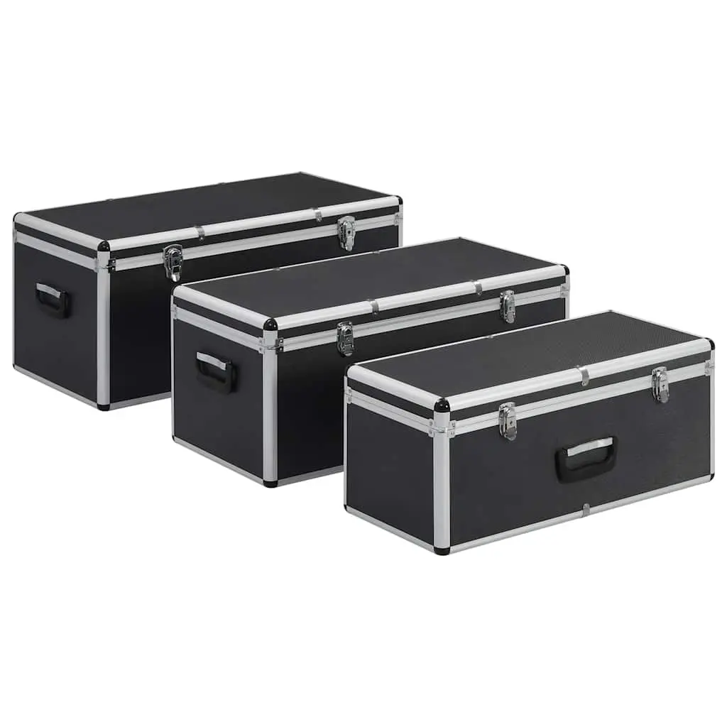3-Piece Portable Black Aluminium Tool Storage Set