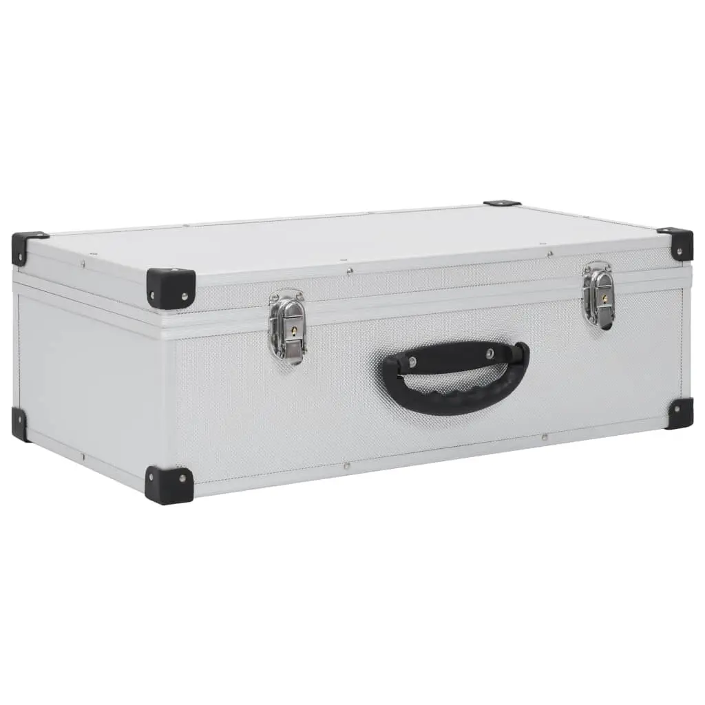 Silver CD Storage Case for 80 Discs with Lock