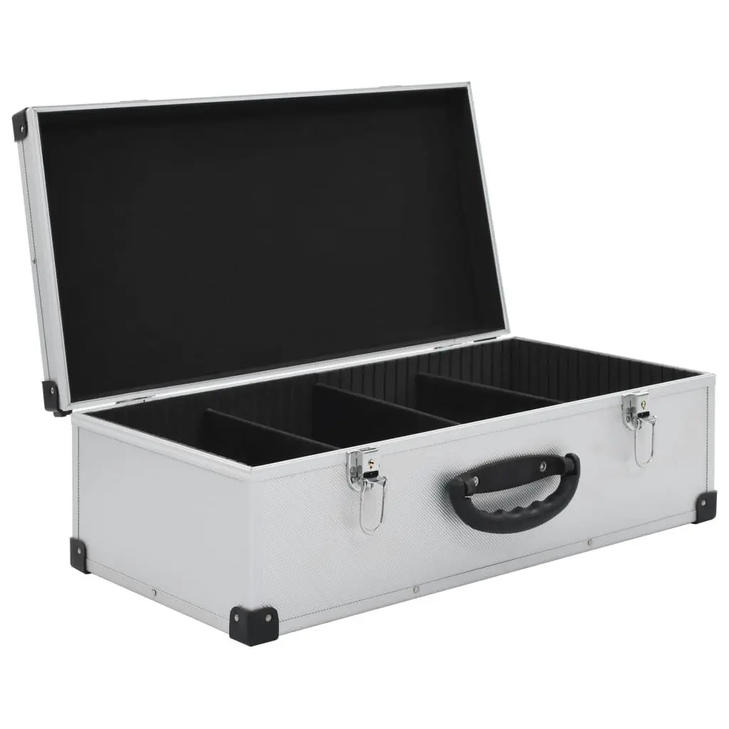 Silver CD Storage Case for 80 Discs with Lock