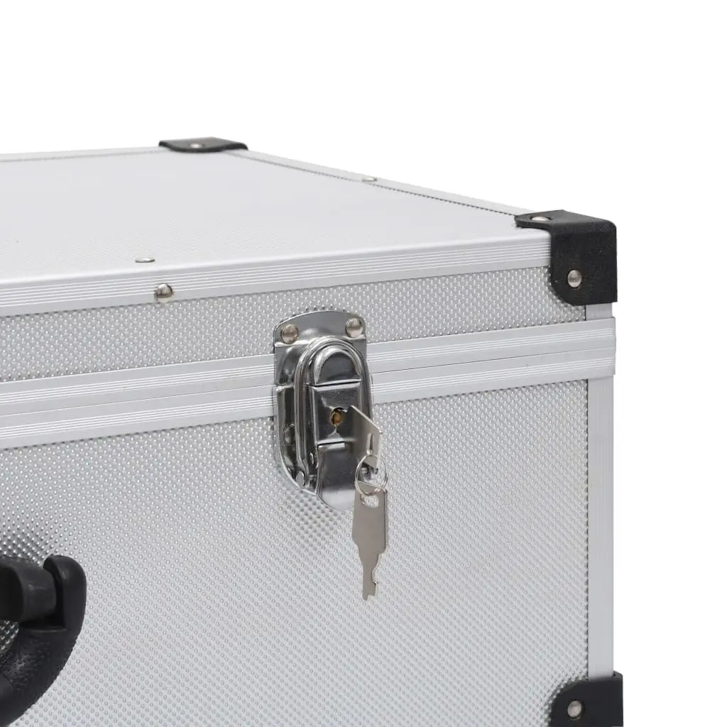 Silver CD Storage Case for 80 Discs with Lock