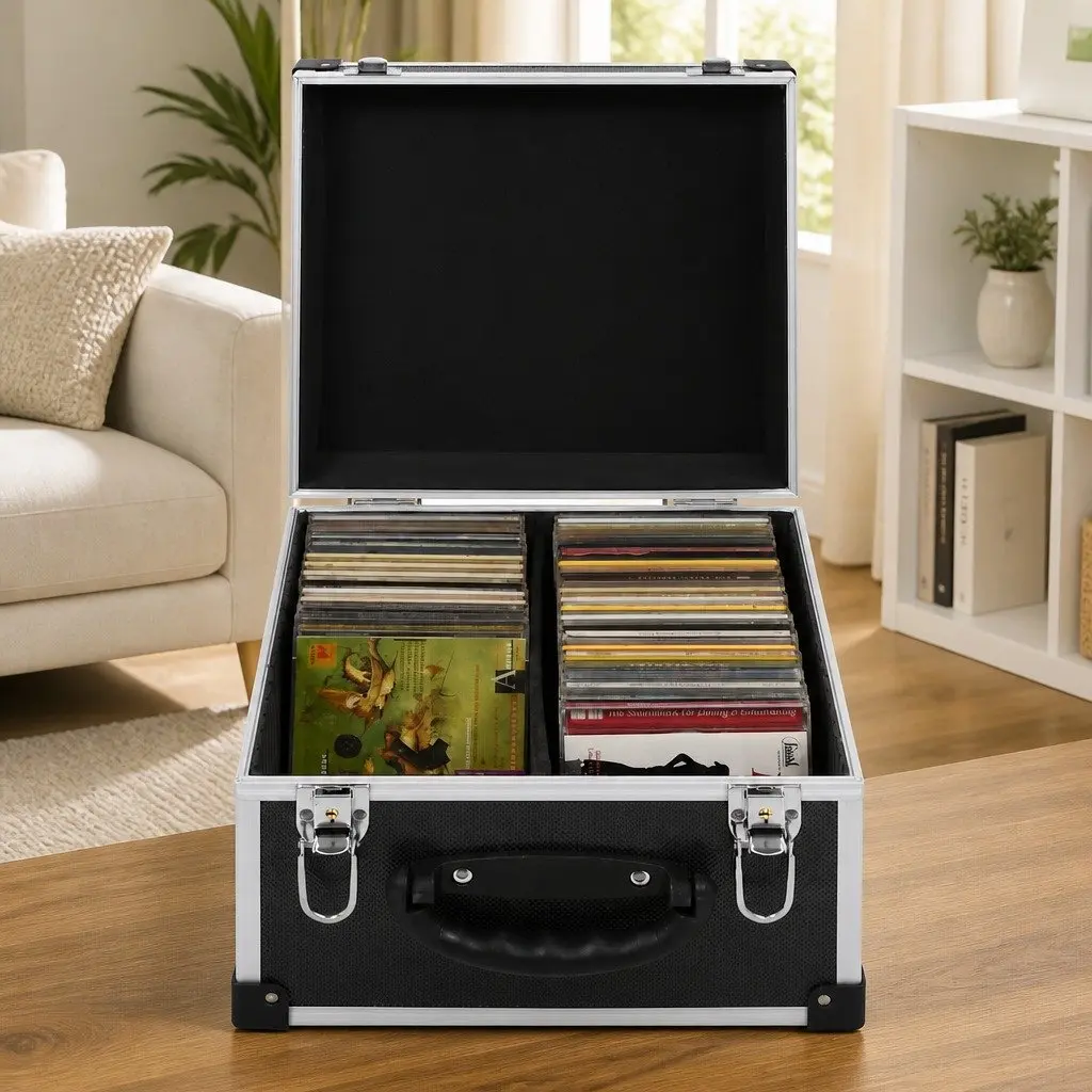 Black CD Storage Case for 40 CDs with Locks