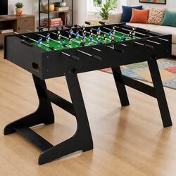 Folding Foosball Table 121cm Black Home Game Room Indoor Football Competition