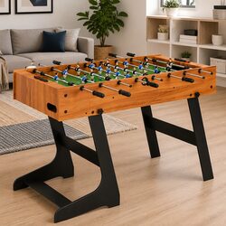 Folding Foosball Table 121cm Brown Indoor Game Room Football Soccer Competition