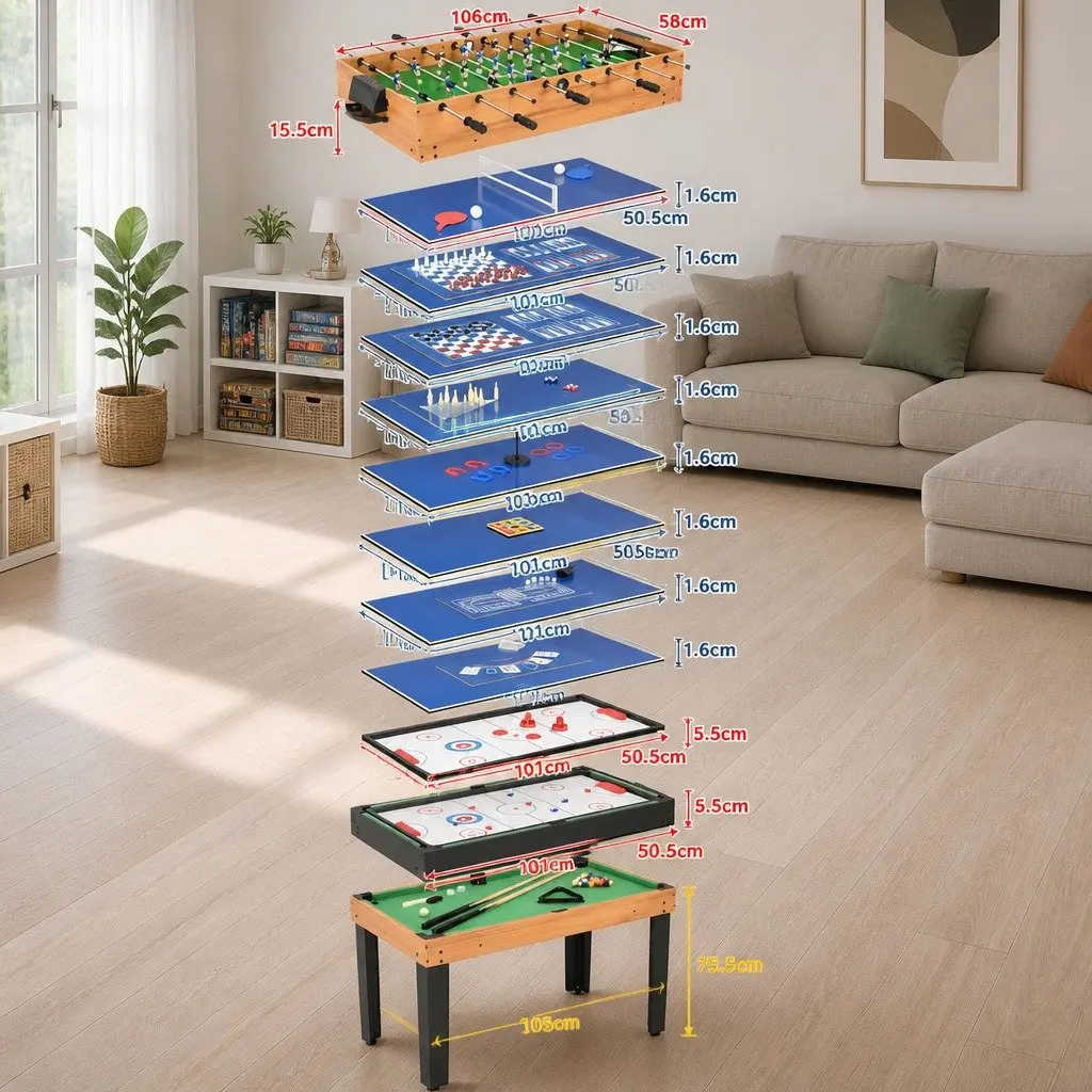 15-in-1 Multi Game Table for Family Fun