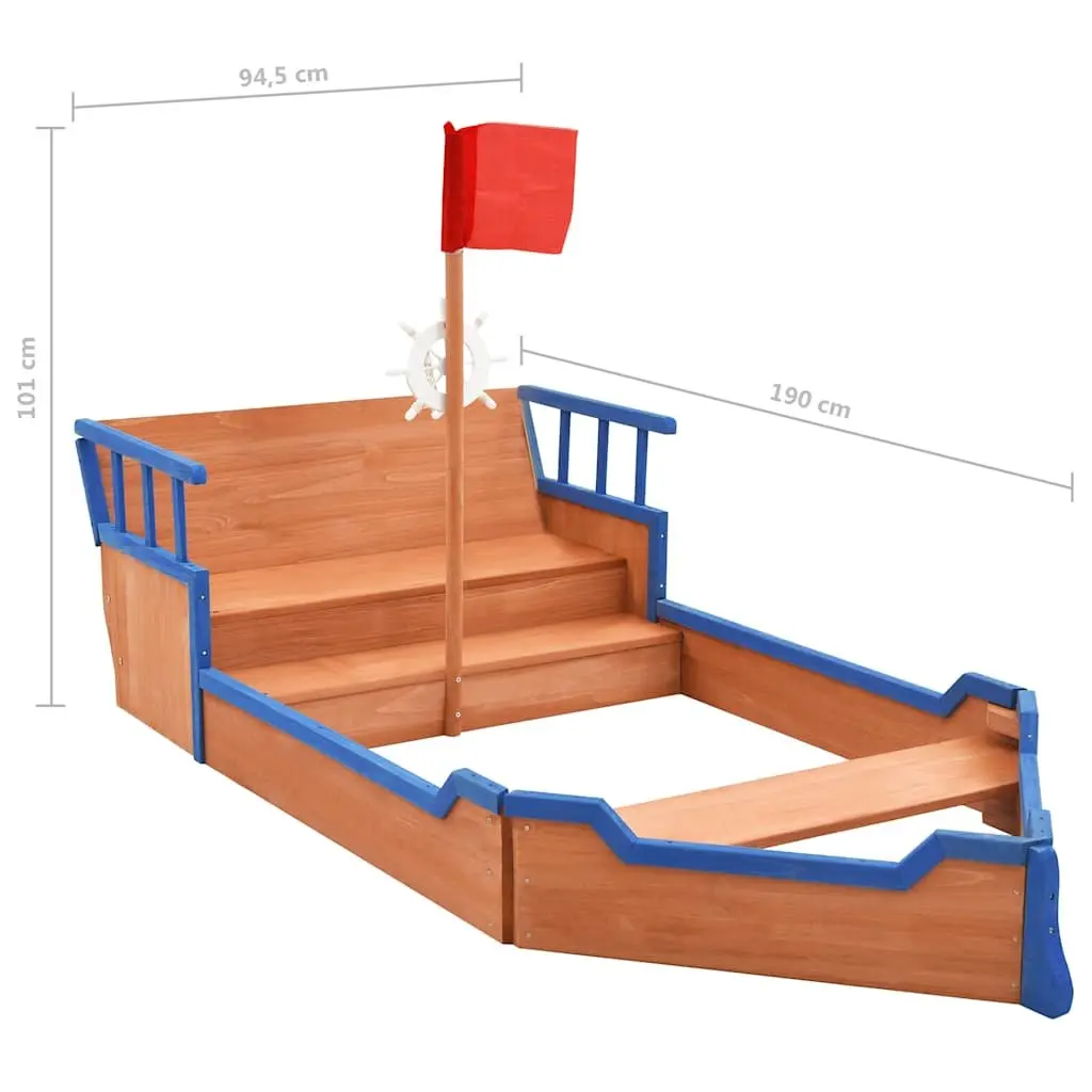 Wooden Sandbox with Pirate Ship Theme
