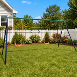 Durable Orange Steel A-Frame Swing Set with Gymnastic Rings