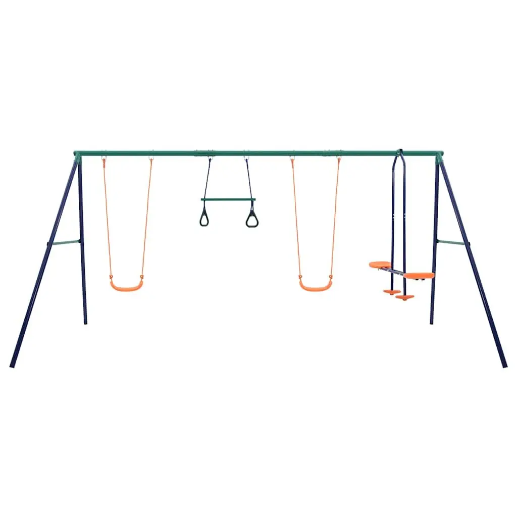 Orange Steel A-Frame Swing Set with Gymnastic Rings