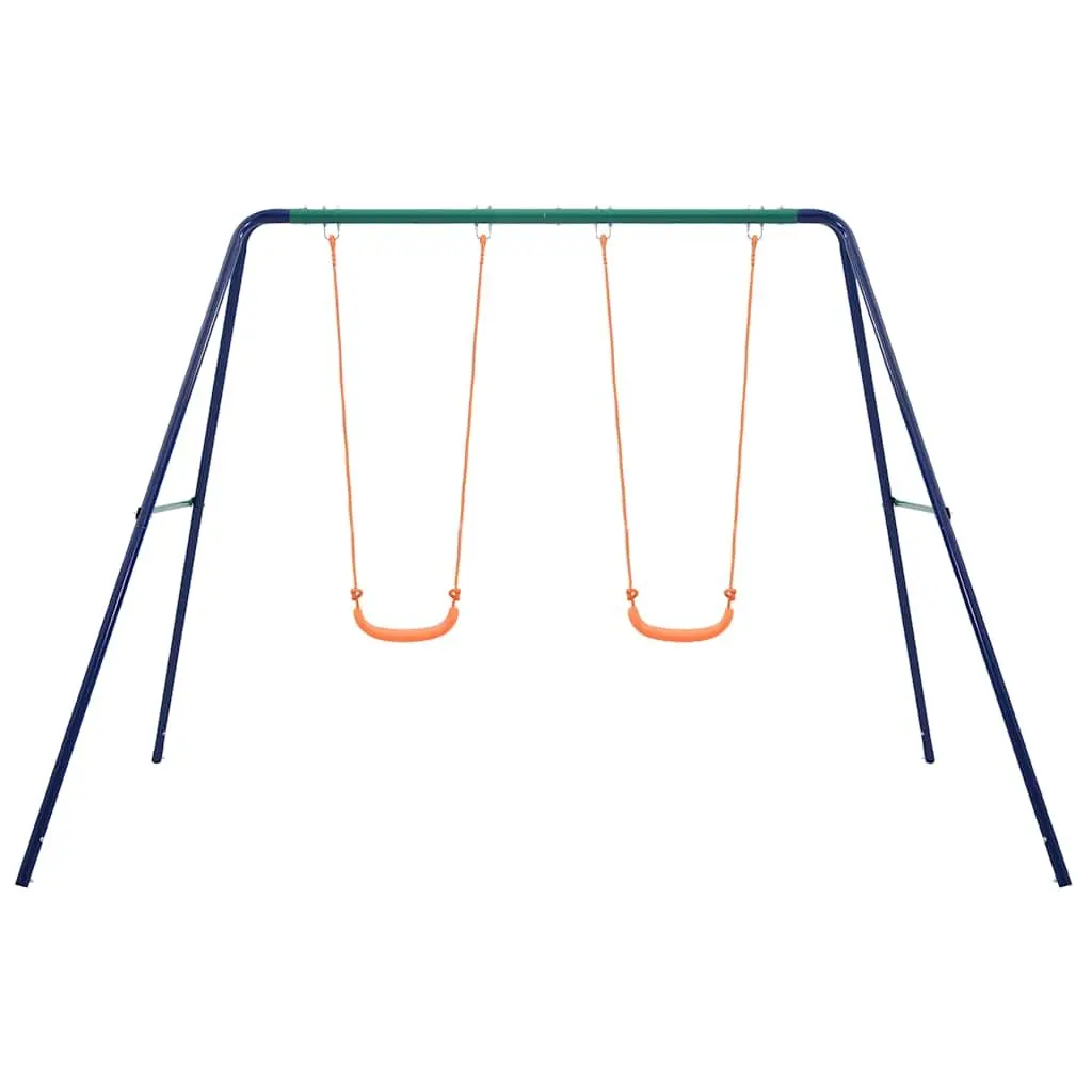 Steel A-Frame Swing Set for Kids with 2 Plastic Seats Orange Outdoor Play Equipment