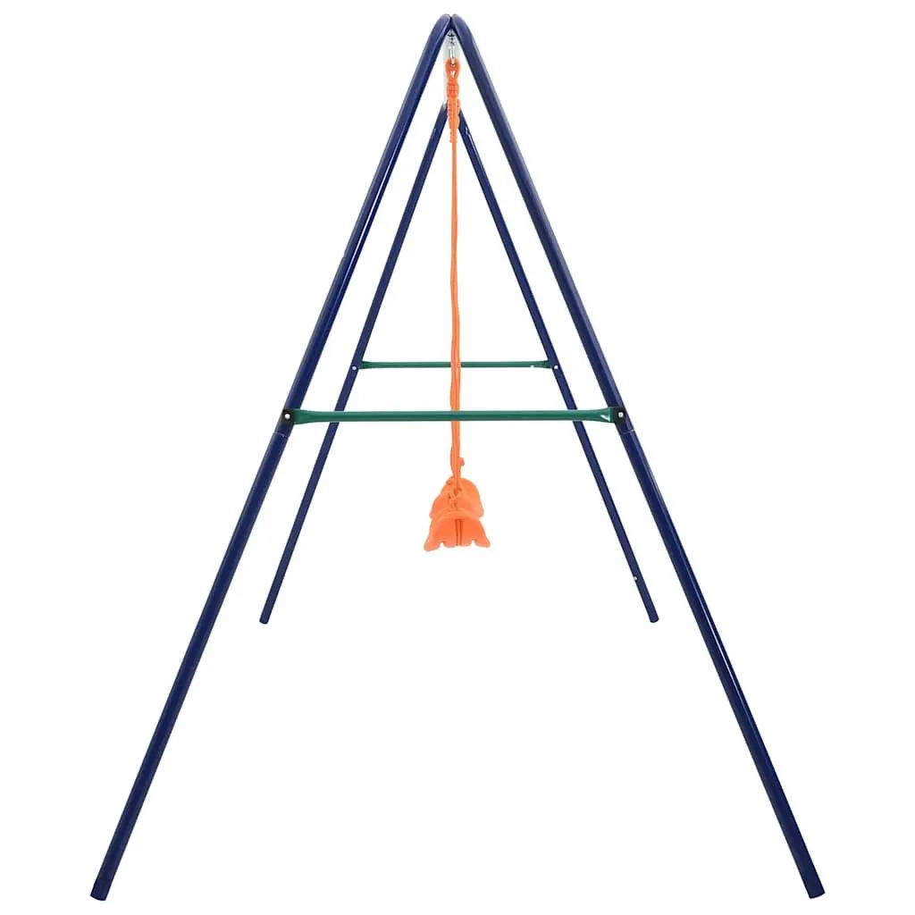 Steel A-Frame Swing Set for Kids with 2 Plastic Seats Orange Outdoor Play Equipment