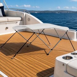 Durable Boat Bimini Top with 3-Bow Frame in White