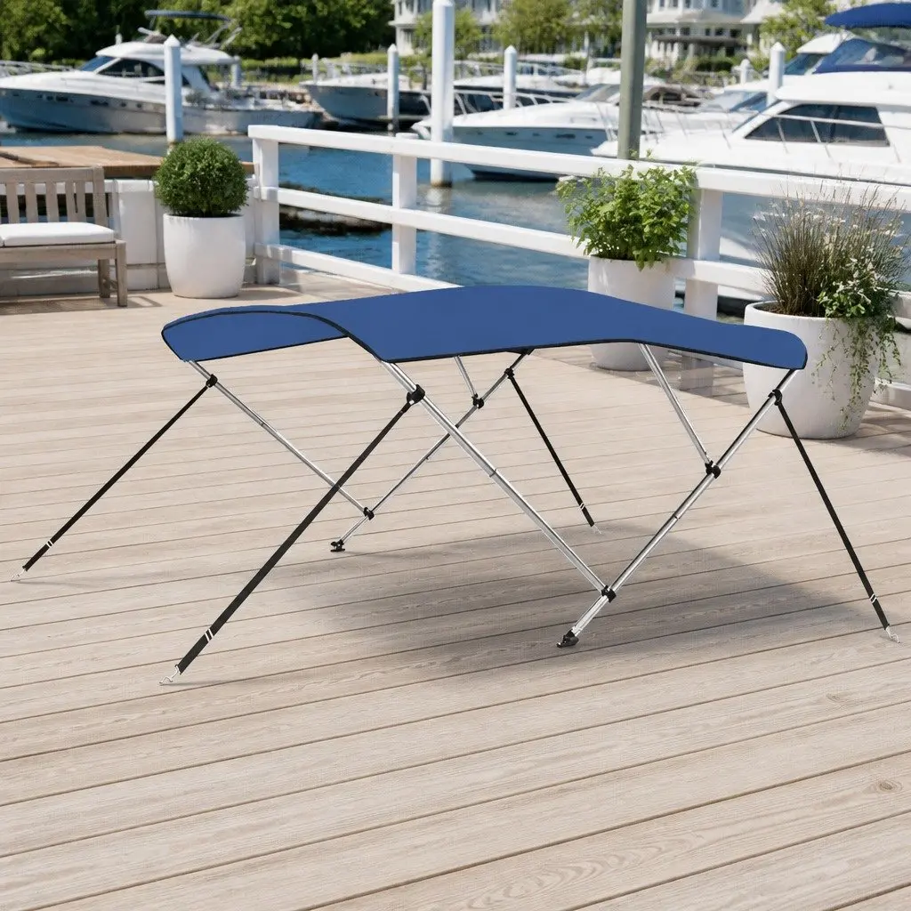 Boat Bimini Top 3 Bow Frame Sun Shade Marine Blue