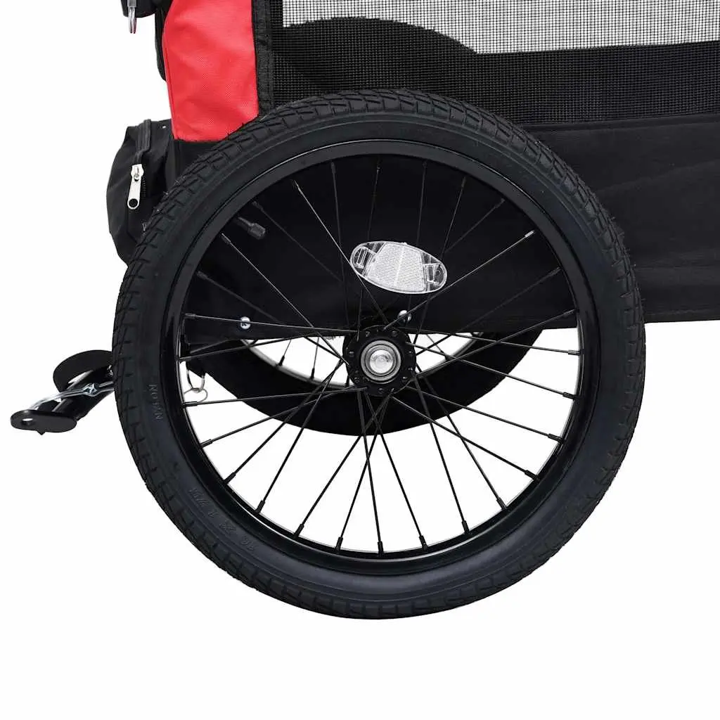 Pet Bike Trailer Jogging Stroller Steel Oxford Fabric Red Black