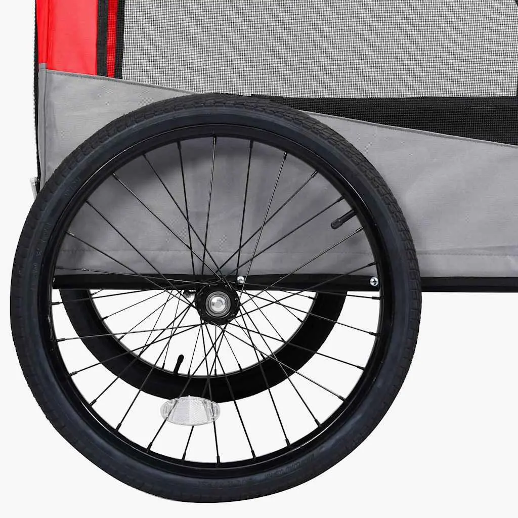 Pet Bike Trailer Jogging Stroller Steel Oxford Fabric Red Grey
