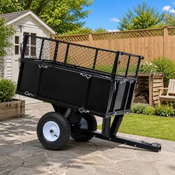 Heavy-Duty Tipping Trailer for Lawn Mowers, 150 kg Capacity