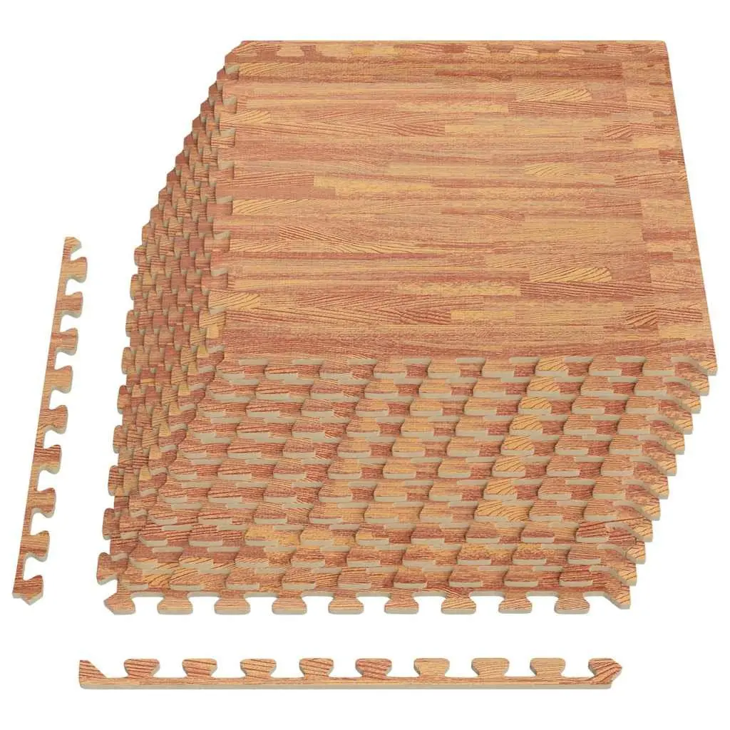 Wood Grain EVA Foam Exercise Mats, 12 pcs