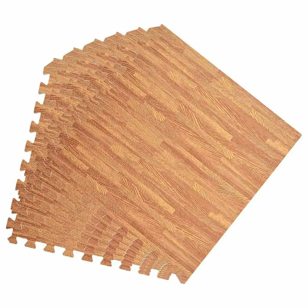 Wood Grain EVA Foam Exercise Mats, 12 pcs