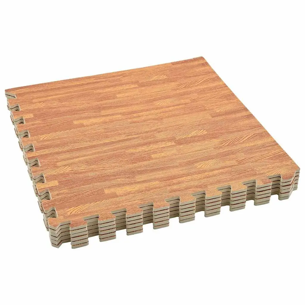 Wood Grain EVA Foam Exercise Mats, 12 pcs