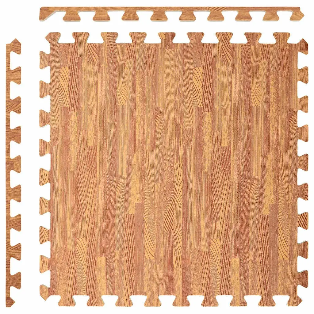 Wood Grain EVA Foam Exercise Mats, 12 pcs