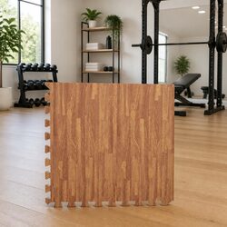 Wood Grain EVA Foam Exercise Mats, 24 pcs, 8.64 m²