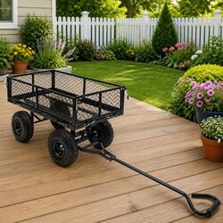 Heavy-Duty Steel Garden Hand Trolley with Pneumatic Wheels