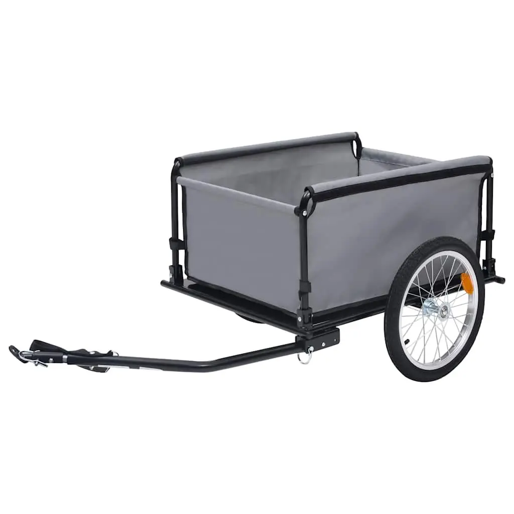 Bike Trailer Steel Frame Foldable Cargo 65 kg Capacity Grey