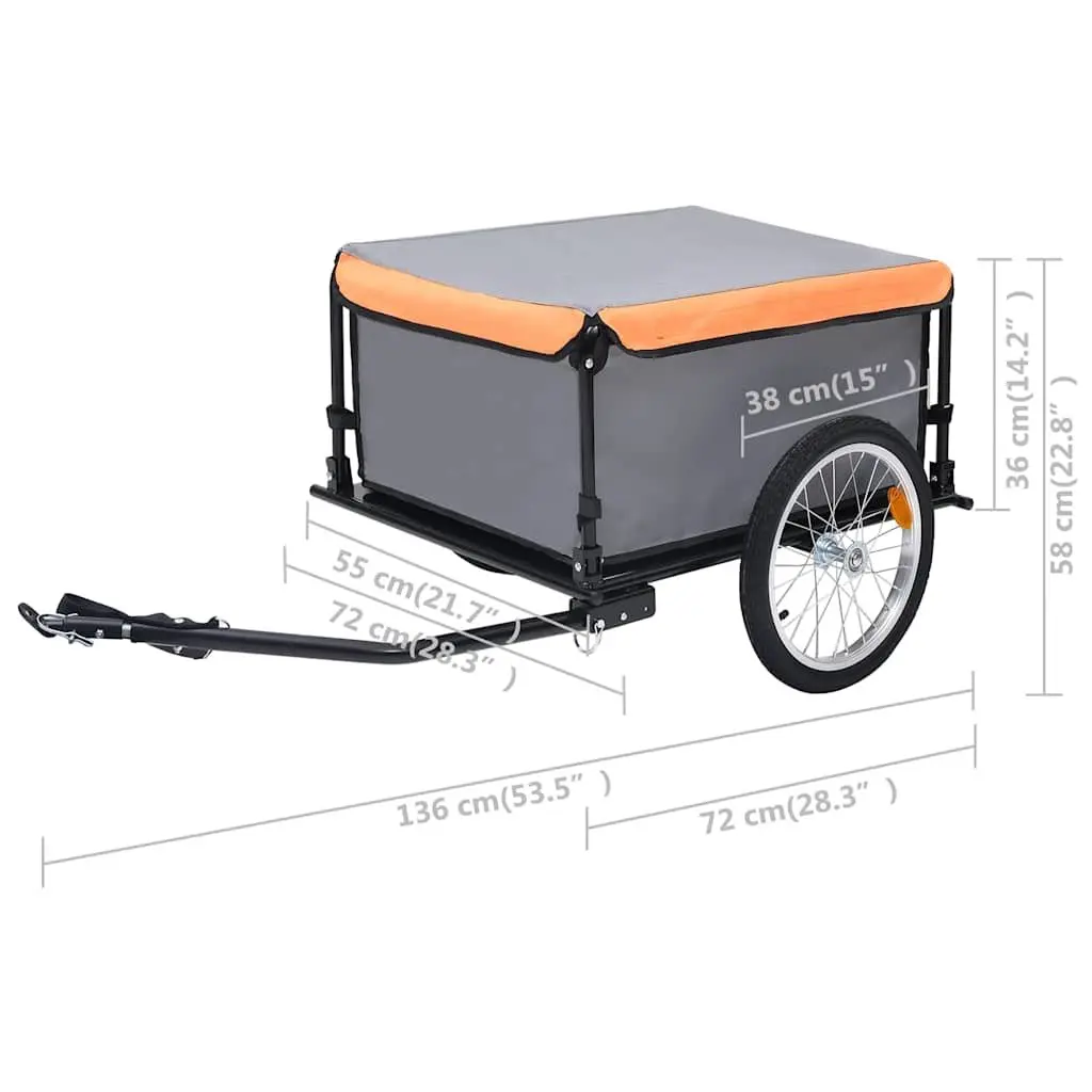 Bike Trailer Steel Frame Foldable Cargo 65 kg Capacity Grey