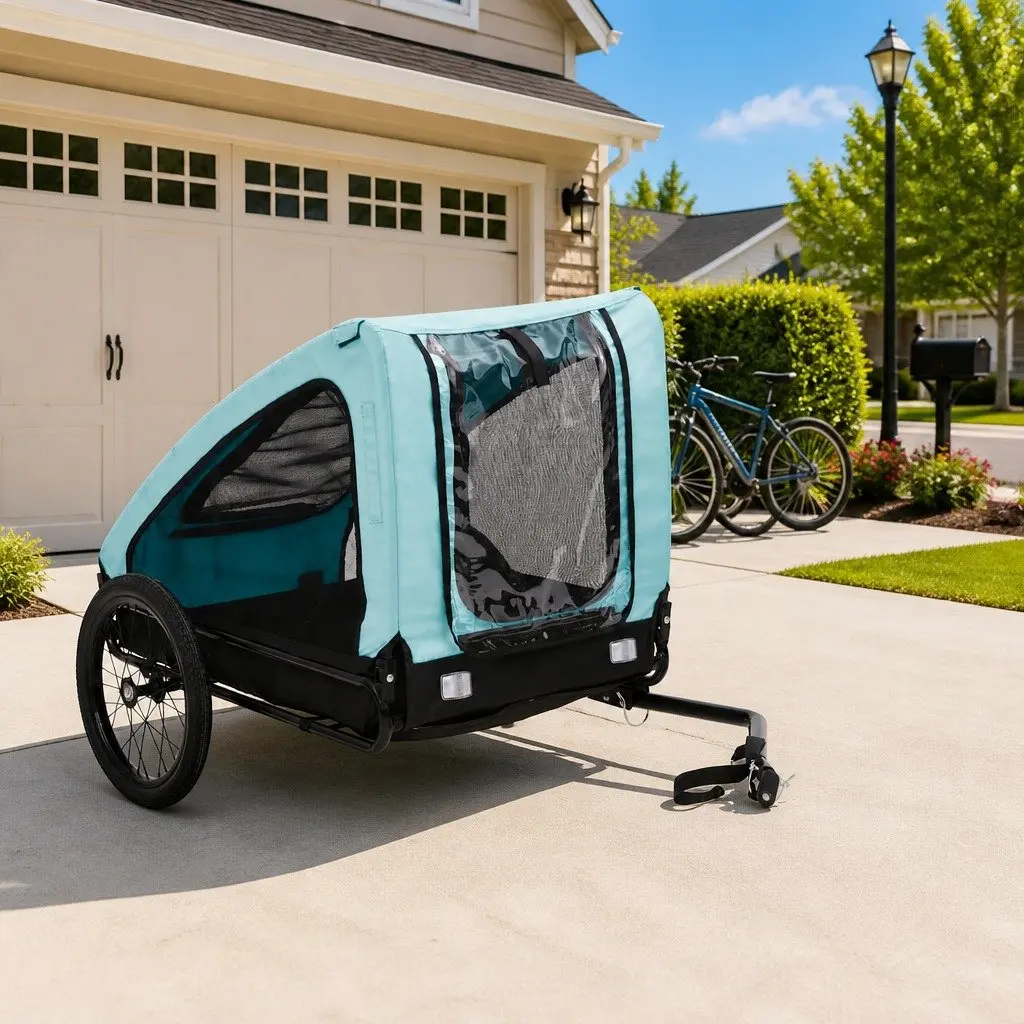 Blue Pet Bike Trailer for Dogs and Cats