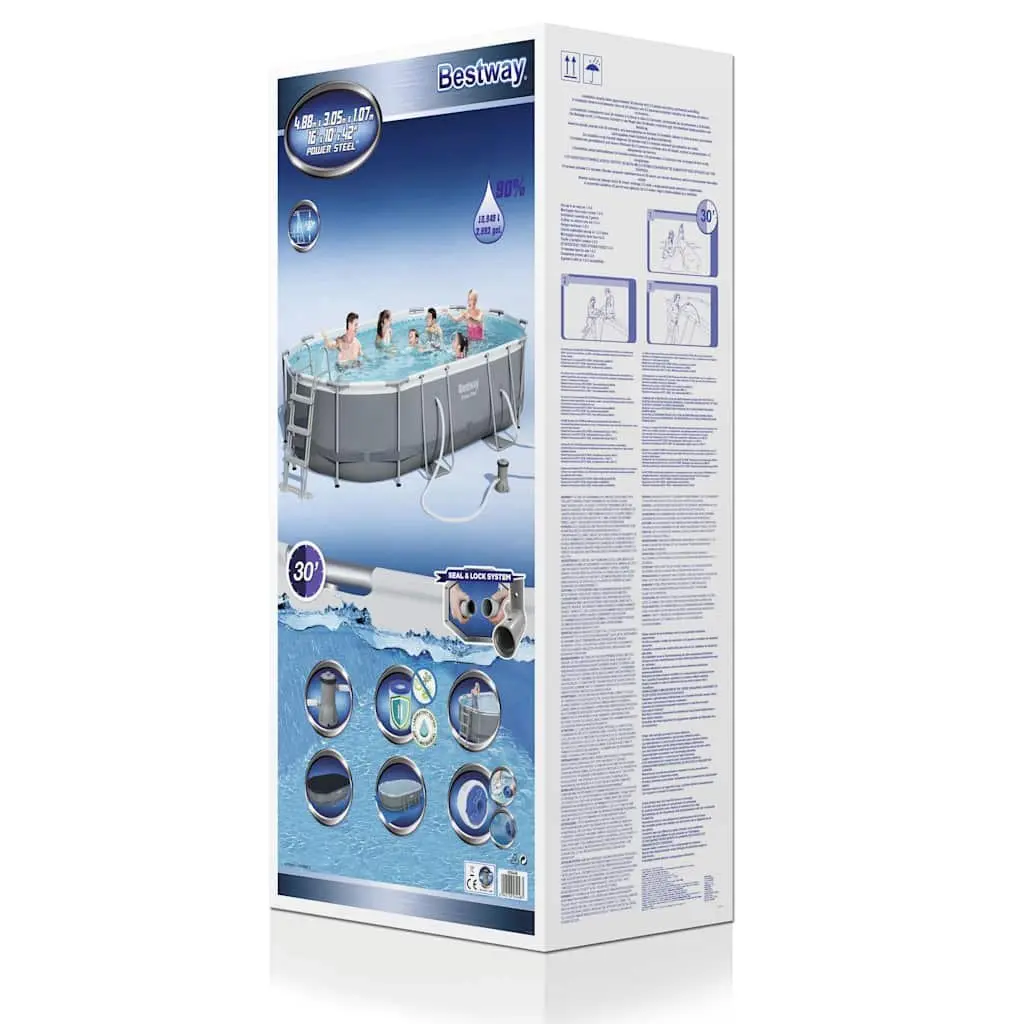 Above Ground Swimming Pool Steel Frame 488x305x107cm Blue