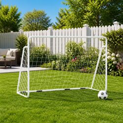 Durable Football Goal with White Net 180x90x120 cm
