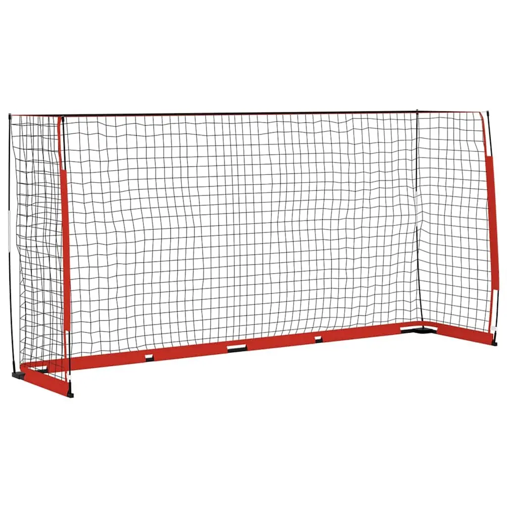 Soccer Goal Steel Frame 366.5x91x183 cm Portable Foldable Black Polyester Net