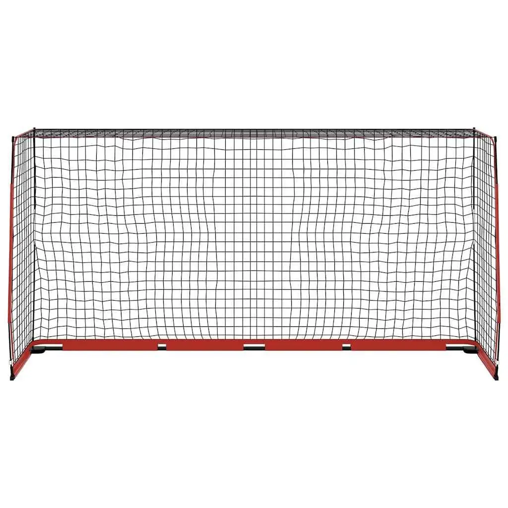 Soccer Goal Steel Frame 366.5x91x183 cm Portable Foldable Black Polyester Net