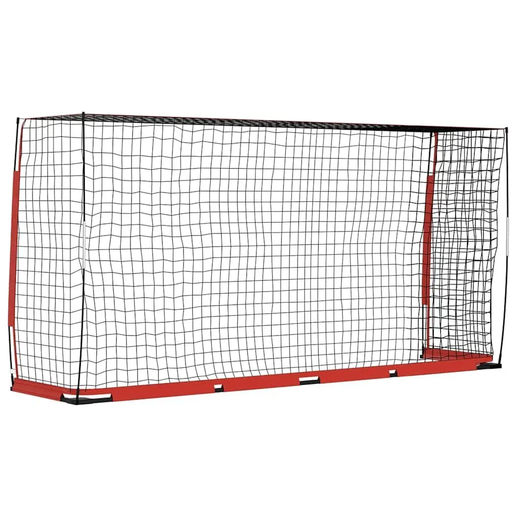 Soccer Goal Steel Frame 366.5x91x183 cm Portable Foldable Black Polyester Net