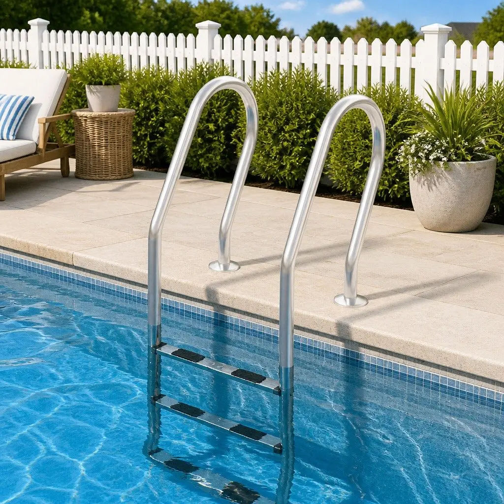 Pool Ladder with Non-Slip Steps and Curved Handrail