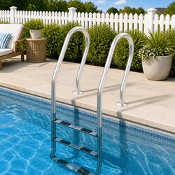 Durable Pool Ladder with Non-Slip Steps and Curved Handrail