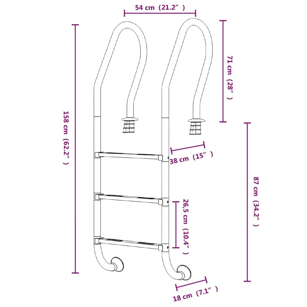 Pool Ladder with Non-Slip Steps and Curved Handrail