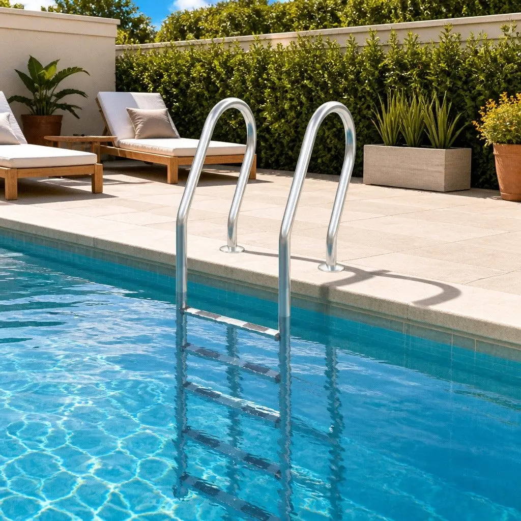 Stainless Steel Pool Ladder with Non-Slip Steps 54x38x211 cm