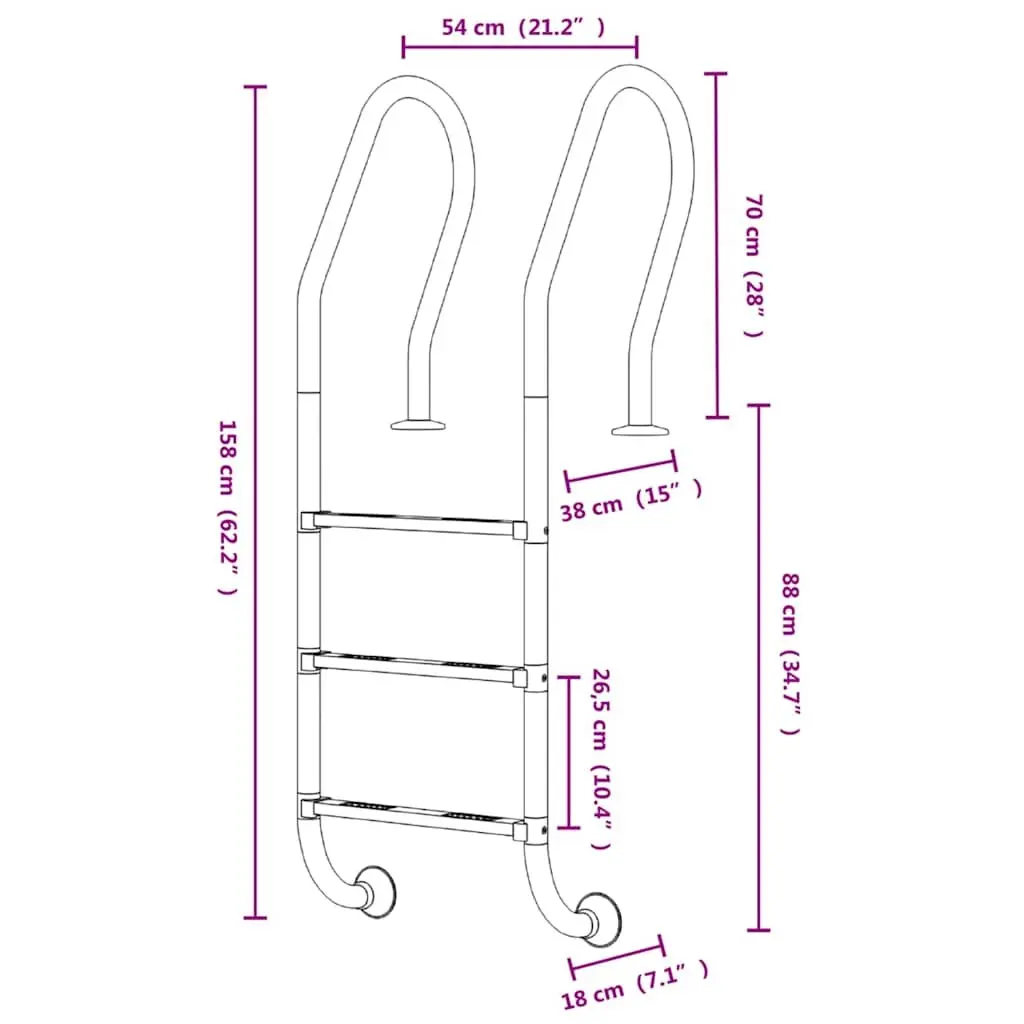 Stainless Steel Pool Ladder with Non-Slip Steps