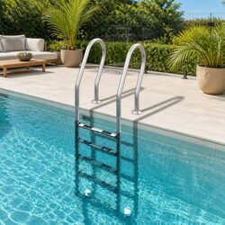Stainless Steel Pool Ladder with Non-Slip Handrail 54x38x211 cm