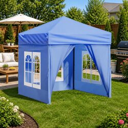 Heavy-Duty Blue Folding Party Tent with Sidewalls 2x2m