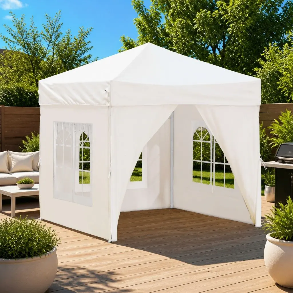 Cream Folding Party Tent 2x2 m with Sidewalls