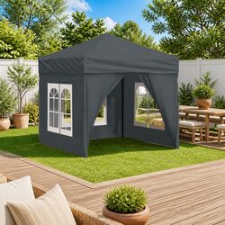 Sturdy 2x2m Anthracite Folding Party Tent with Sidewalls