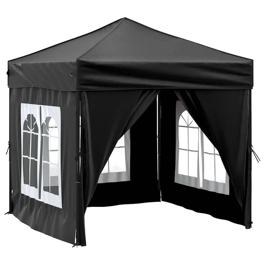 Black Folding Party Tent with Sidewalls 2x2 m