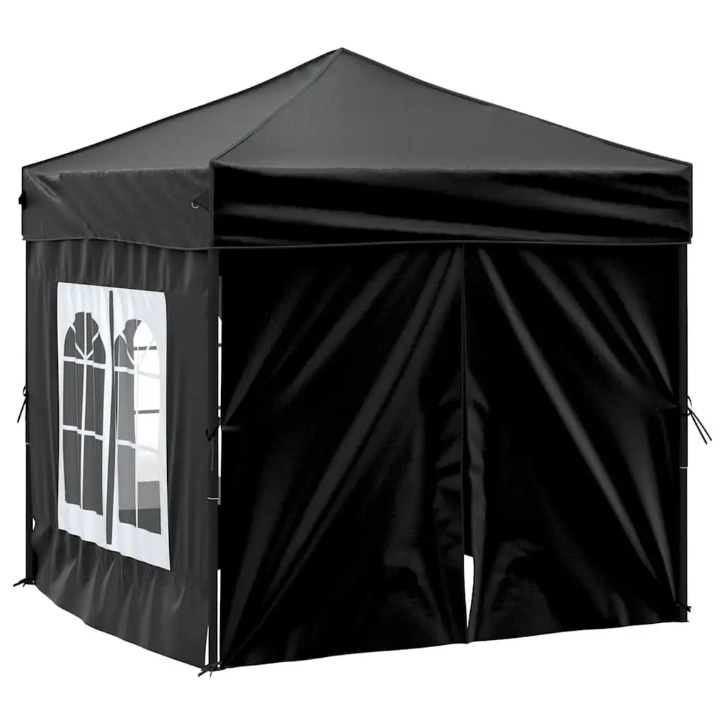 Black Folding Party Tent with Sidewalls 2x2 m