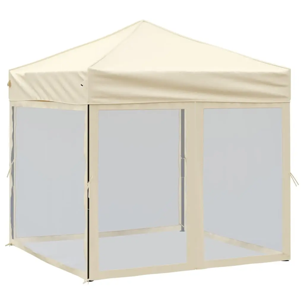 Folding Party Tent 210D Oxford Fabric 2x2 m Cream with Sidewalls