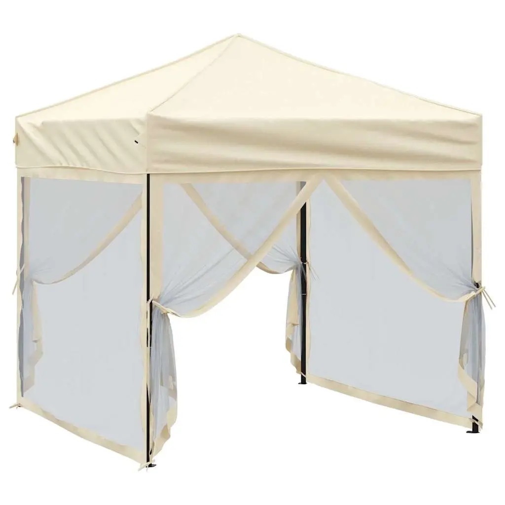 Folding Party Tent 210D Oxford Fabric 2x2 m Cream with Sidewalls