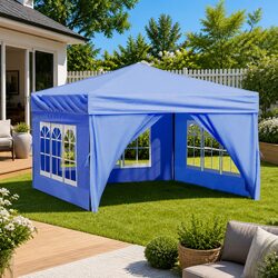 Premium Folding Party Tent 3x3 m with Sidewalls - Blue