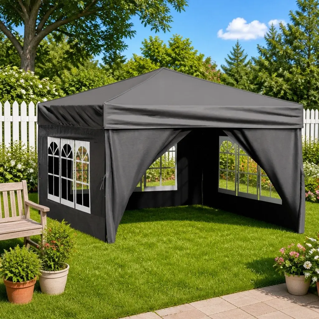 Folding Party Tent 210D Oxford Fabric 3x3m Anthracite Outdoor Canopy Gazebo