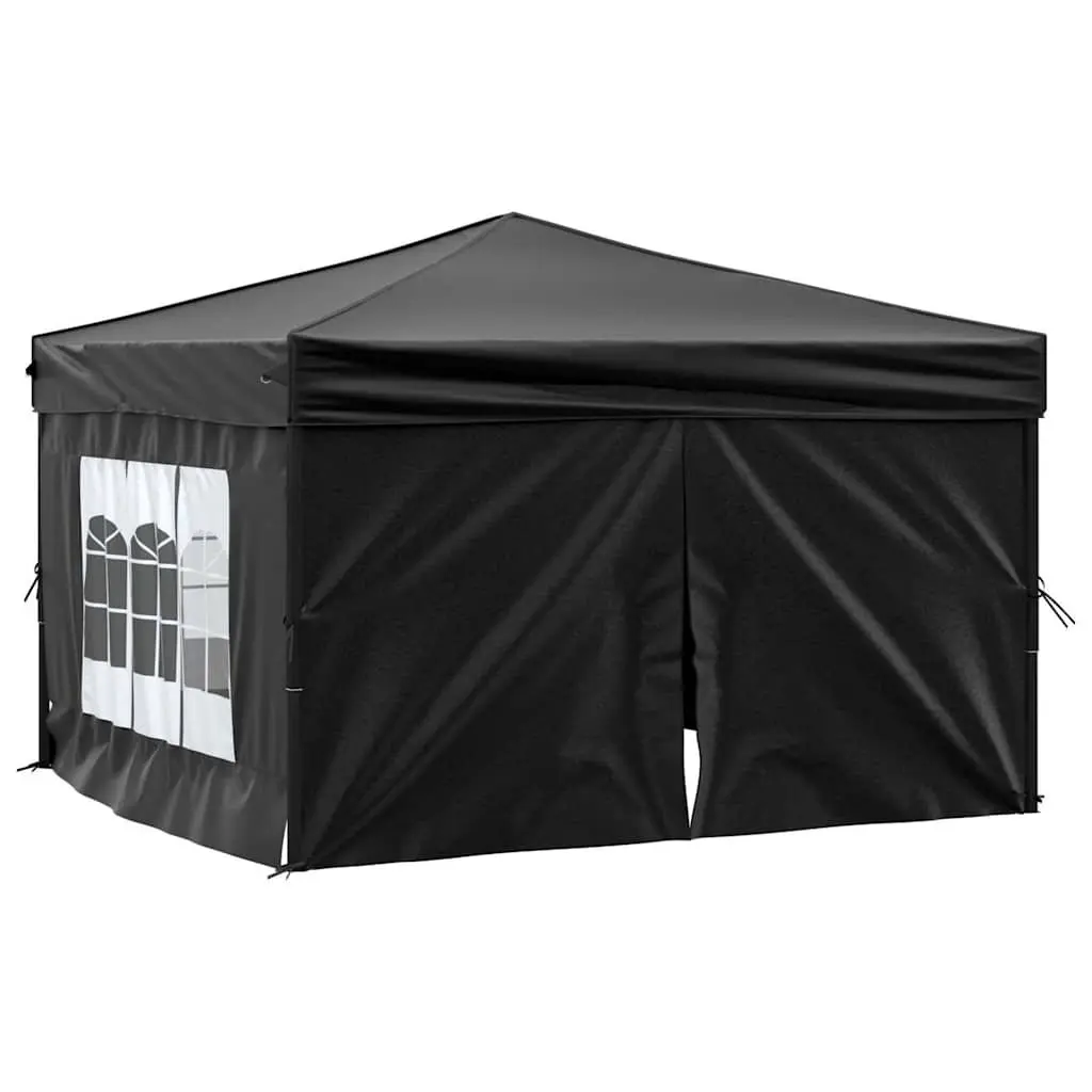 Black Folding Party Tent with Sidewalls 3x3m